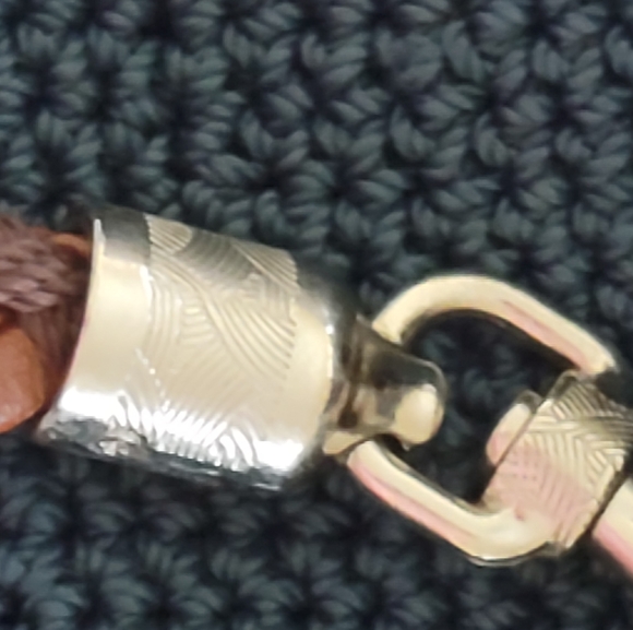 The SAK crochet purse blue w/brown/silver nwot - Picture 10 of 16